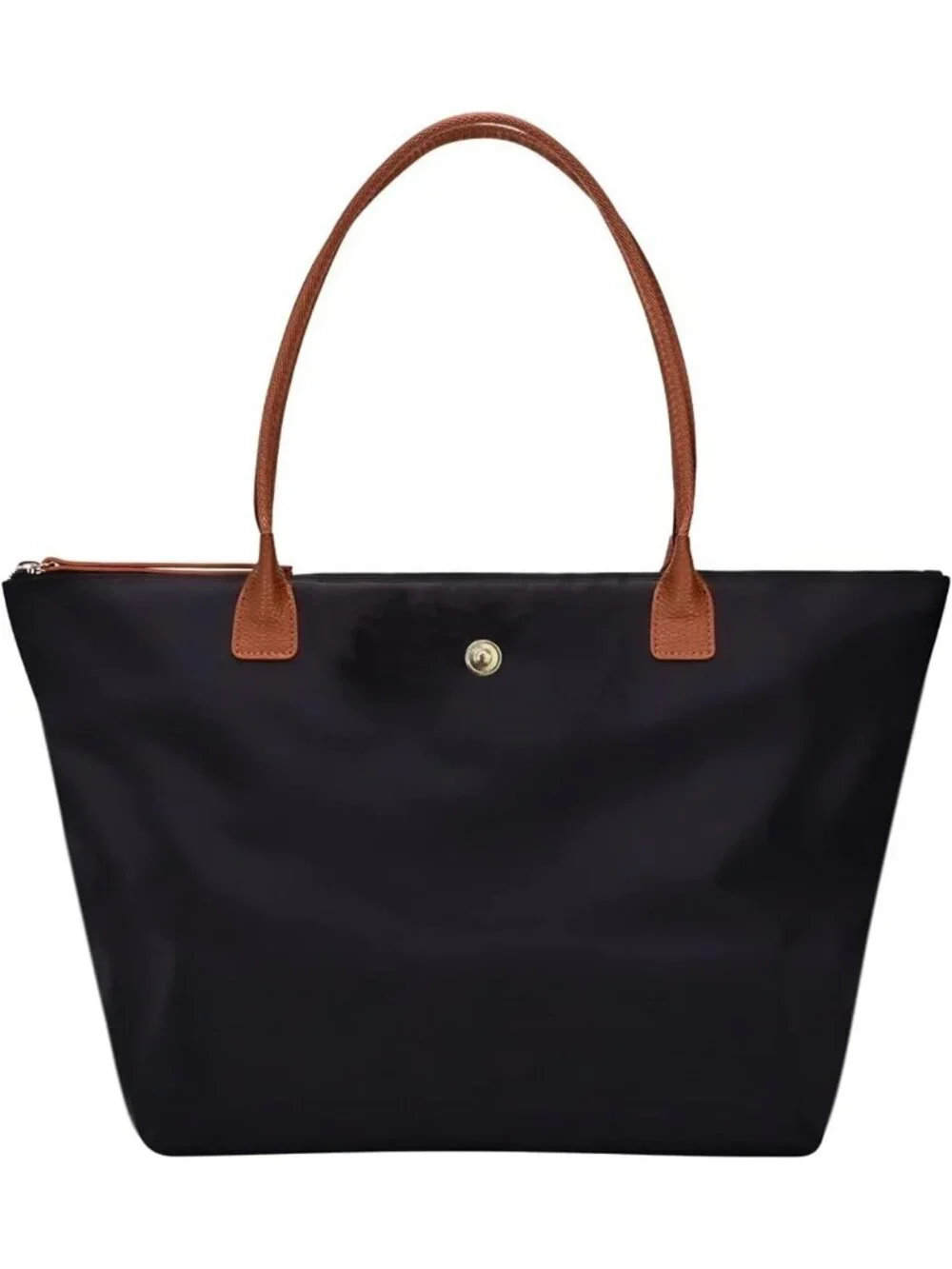 Stylish Nylon Shoulder Tote Bag for Women, Foldable Weekend Hobo Handbag - Black